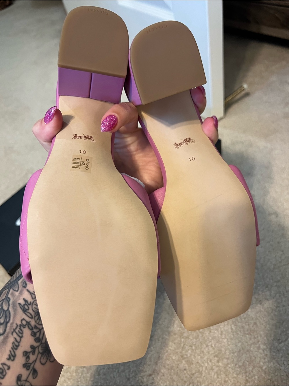 Coach Pink Block Heels - Picture 5 of 6